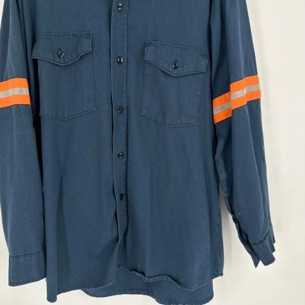 Big Bill FR Men's Fire Resistant Reflective Button-Up Shirt Navy Blue Size Large - Picture 5 of 7